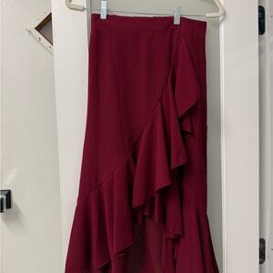 Elegant Burgundy Ruffle Skirt